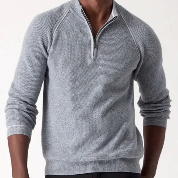 Re Imagined by J Crew Silver Sweater Pullover 1/4 Zip Cotton - Picture 1 of 11